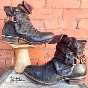 A.S.98 FREE PEOPLE AirStep Zip Lace Up Combat Biker Moto Ankle Bootie Boots
